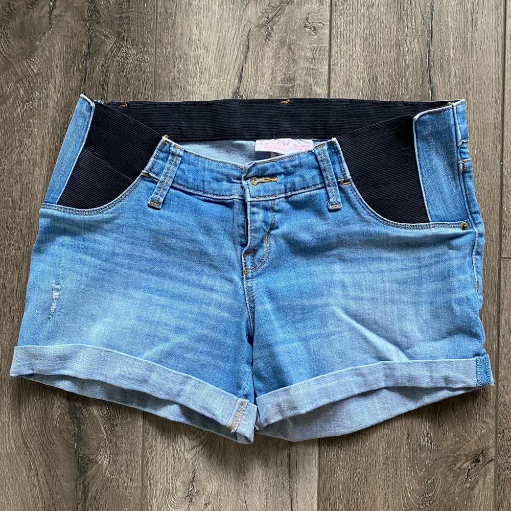 Side Panel Maternity Jean Shorts